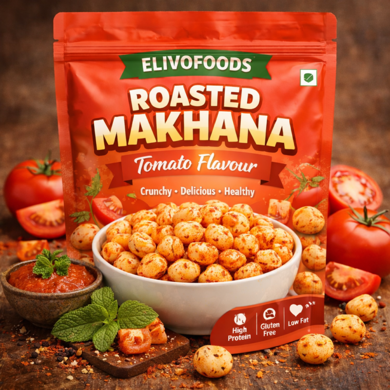 ELIVO Roasted Makhana – Tomato Flavour