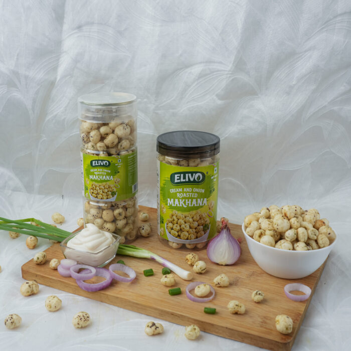 ELIVO Cream & Onion Roasted Makhana | Healthy Fox Nuts Snack