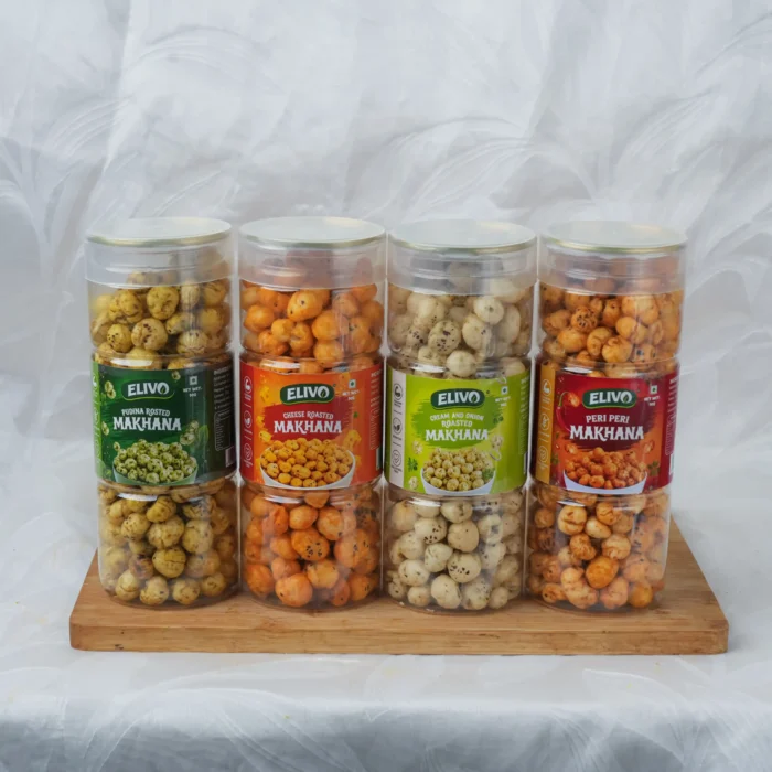 Elivo Family Pack – 4 Flavours Roasted Makhana Combo (90g)